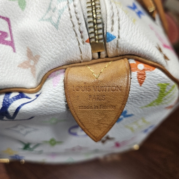 Auth Louis Vuitton Speedy 30 Multicolor White Satchel Handbag - Picture 6 of 15